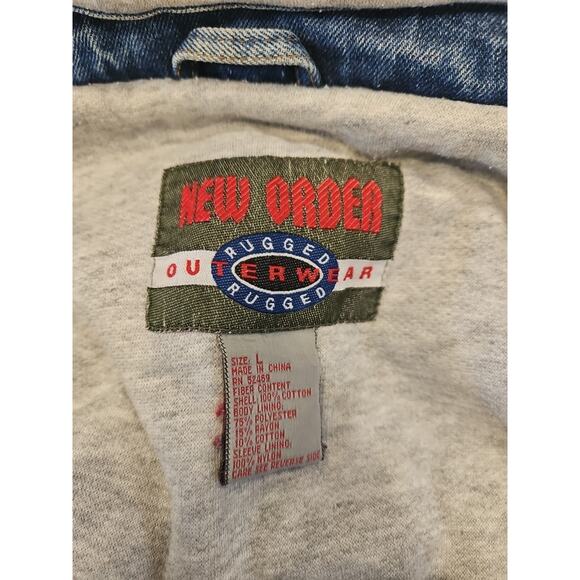 Vintage Blue Hoodie Jean Jacket Size Xtra Large XL New Order Outerwear American - Picture 4 of 11